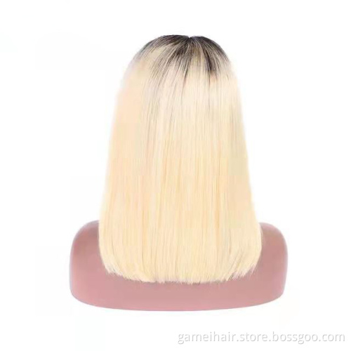 613 Bob Lace Front Wigs Brazilian Hair Black to Blonde 2 Tone Colored Wigs Glueless Real Human Hair Wigs for Women